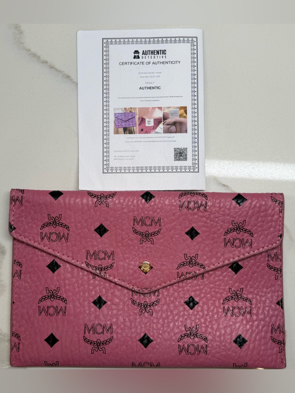 MCM Pink Visetos Envelope Clutch/Pouch - Picture 2 of 16